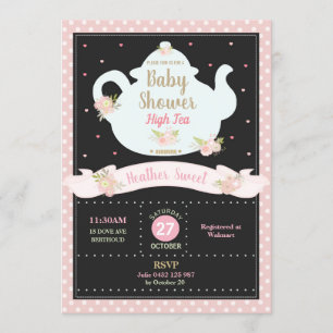 Floral High Tea Party Baby Shower Invitation Girl