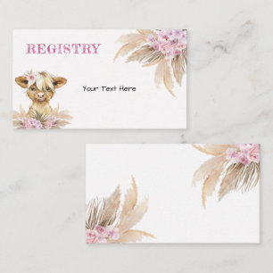 Floral Highland Cow Baby Shower Registry Card