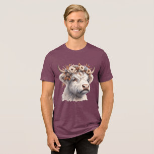 Floral Highland Cow Tri-Blend Shirt