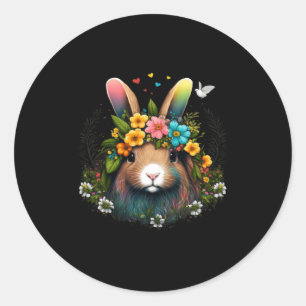 Floral Hippie Groovy Retro Easter Classic Round Sticker