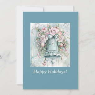 Floral Holiday Bells – Vintage Christmas Greeting Card