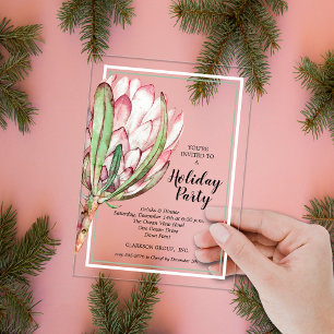 Floral Holiday Christmas Party Acrylic Invitations