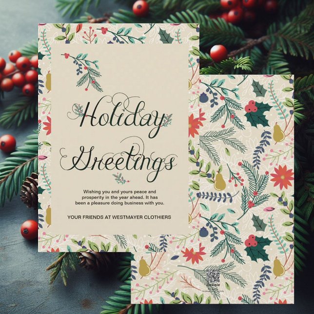 Floral Holiday Greetings Business Corporate Card (Creator Uploaded)