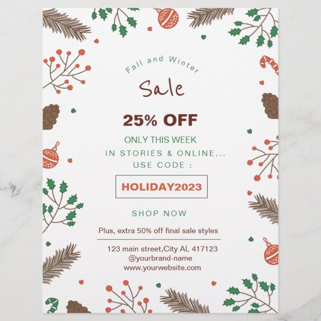 floral holiday sale promotion  flyer (Front)