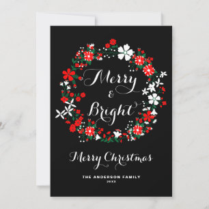 Floral Holiday Wreath Christmas 2013 Flat Card