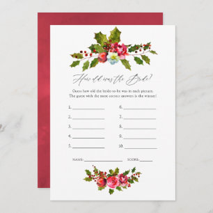 Floral Holly Christmas Bridal Shower Game Invitation
