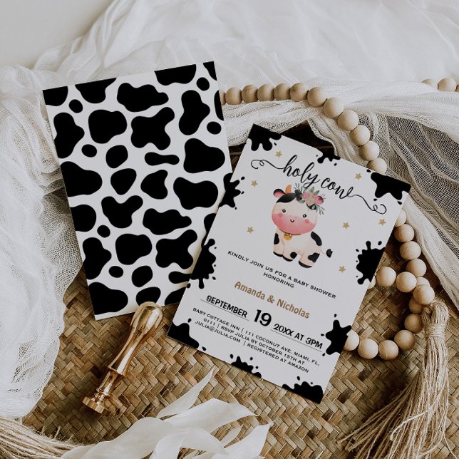 Floral Holy Cow Baby Girl Shower Boho Invitation (Creator Uploaded)
