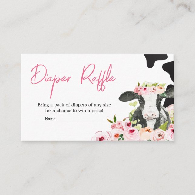Floral Holy Cow Baby Shower Diaper Raffle Enclosure Card (Front)