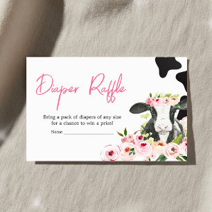 Floral Holy Cow Baby Shower Diaper Raffle Enclosure Card