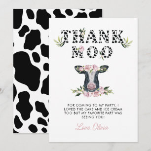 Floral Holy Cow Thank Moo Birthday  You Card