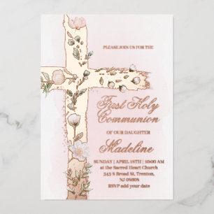 floral Holy cross First Communion