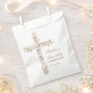 floral Holy cross First Communion Favour Bag