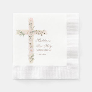floral Holy cross First Communion Napkin