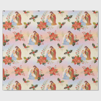 Floral Holy Family Nativity Christmas TMF26 Wrapping Paper
