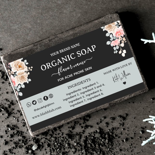 Floral Homemade Soap Label Rectangle (Creator Uploaded)