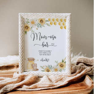 Floral honey bear Mum-osa bar Poster