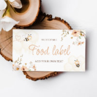 Floral Honey Bee Baby Shower Food Tent Card