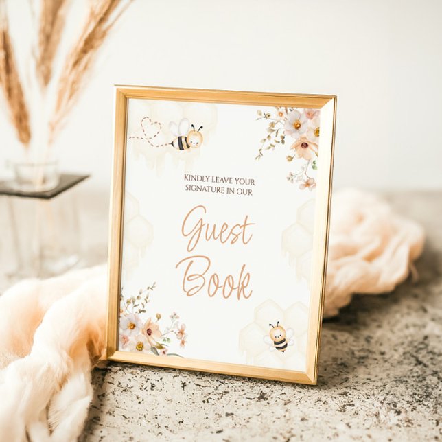Floral Honey Bee Baby Shower Guest Book Sign (Creator Uploaded)