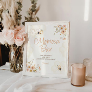 Floral Honey Bee Baby Shower Momosa Bar Sign