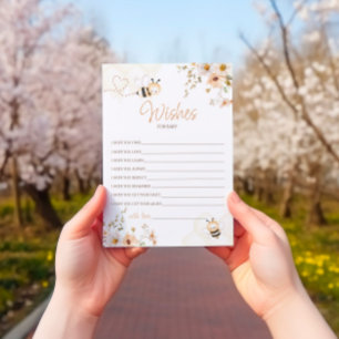 Floral Honey Bee Baby Shower Wishes Card