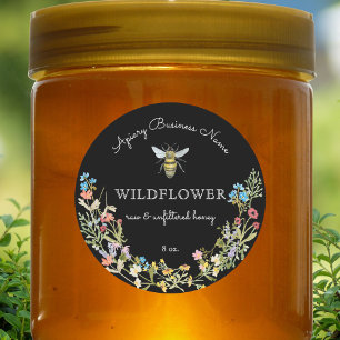 Floral Honey Bee Custom Classic Round Sticker