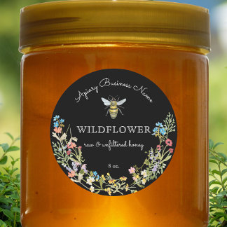 Floral Honey Bee Custom Classic Round Sticker