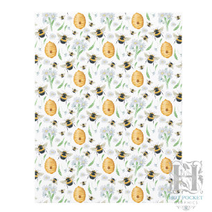 Floral Honey Bees Scrapbook Paper
