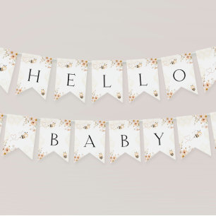Floral Honey Bumble Bee Baby Shower Bunting