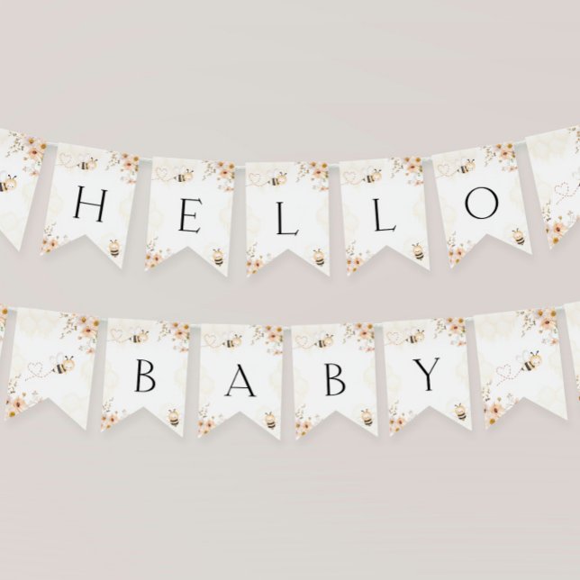 Floral Honey Bumble Bee Baby Shower Bunting (Creator Uploaded)