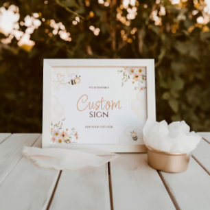 Floral Honey Bumble Bee Baby Shower Custom Sign