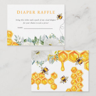 Floral Honeycomb Bumble Bee Diaper Raffle Enclosure Card
