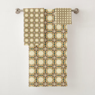 Floral Honeycombs: Geometric Pattern of Intricate Bath Towel Set