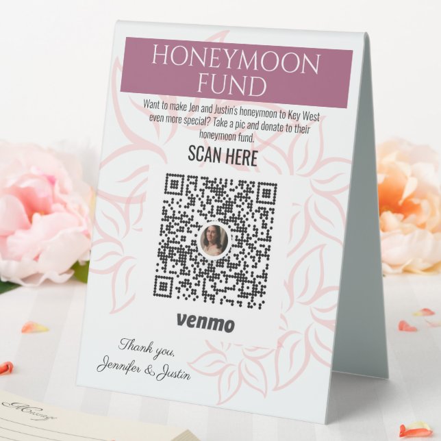 Floral Honeymoon Fund Wedding Reception Sign Ideas (In SItu (Wedding))