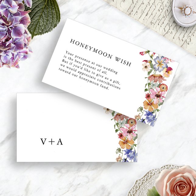 Floral Honeymoon Wish Enclosure Card (Colorful Floral Honeymoon Wish Enclosure Card Monogrammed by Painted Paperie
)