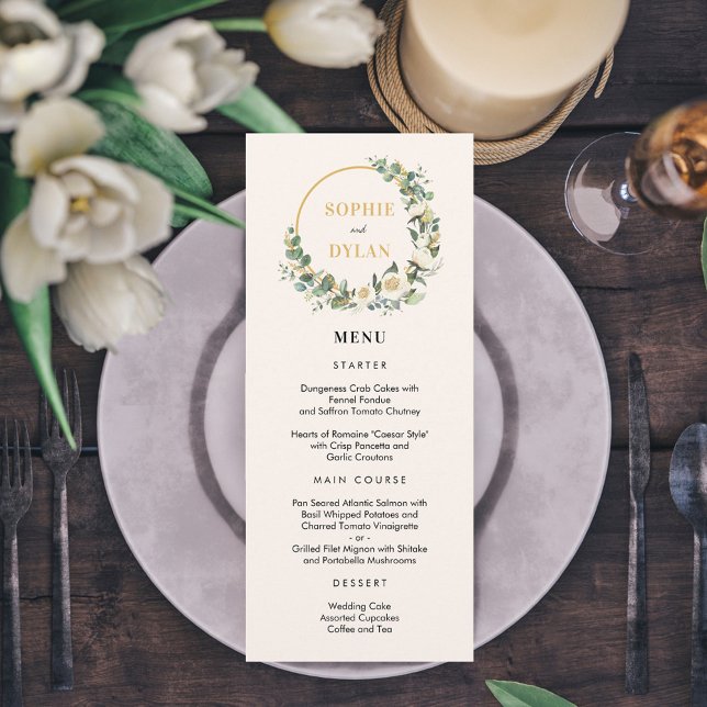 Floral Hoop EDITABLE COLOR Wedding Menu Card (Creator Uploaded)