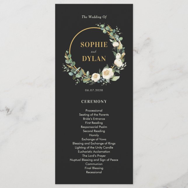 Floral Hoop EDITABLE COLOR Wedding Program (Front)