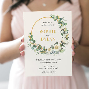 Floral Hoop Editable Colour Wedding Invitation