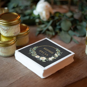 Floral Hoop Editable Colour Wedding Napkins