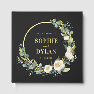 Floral Hoop Elegant Wedding Editable Colour Guest Book