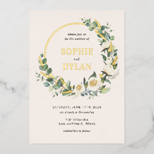 Floral Hoop FOIL Editable Colour Wedding Invitatio