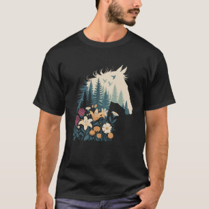 Floral Horse Art Nature Forest Trees Wildflowers L T-Shirt