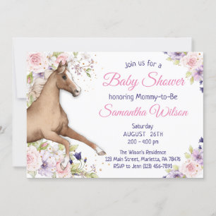Floral Horse Baby Shower Party Invitation
