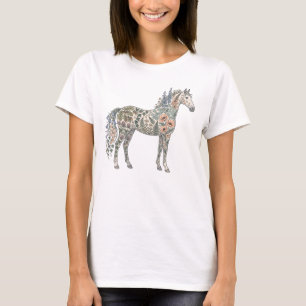 Floral Horse Dark Botanical T-Shirt