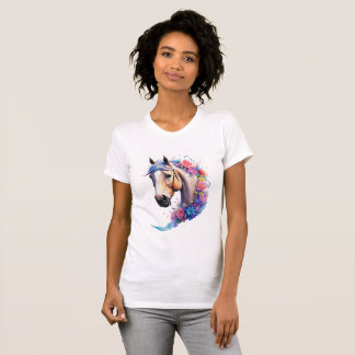Floral Horse Elegant Horse Graphic T-Shirt