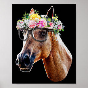 Floral Horse Horseback Riding Equestrian Farm Gift Poster