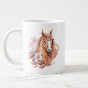 Floral Horse Illustration Large Coffee Mug