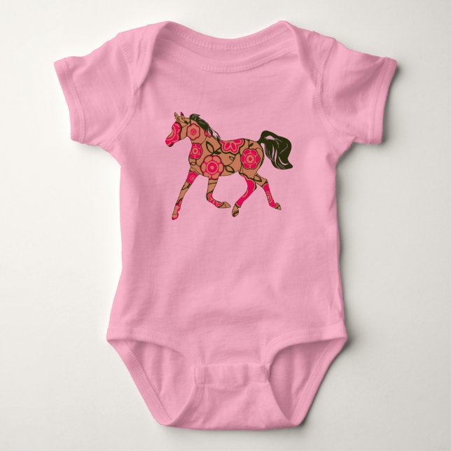 Floral Horse Infant Creeper (Front)
