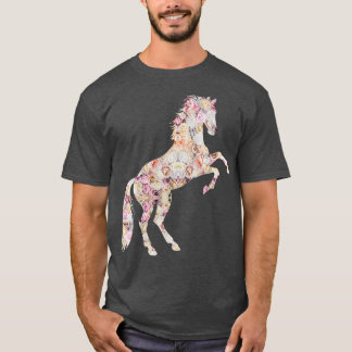 Floral Horse Lovers Horse Riding T-Shirt
