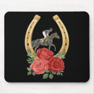 Floral Horse Racing Rodeo Horseback Riding Track R Mouse Pad