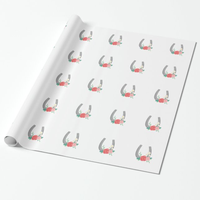 Floral Horse Shoe Wrapping Paper (Unrolled)